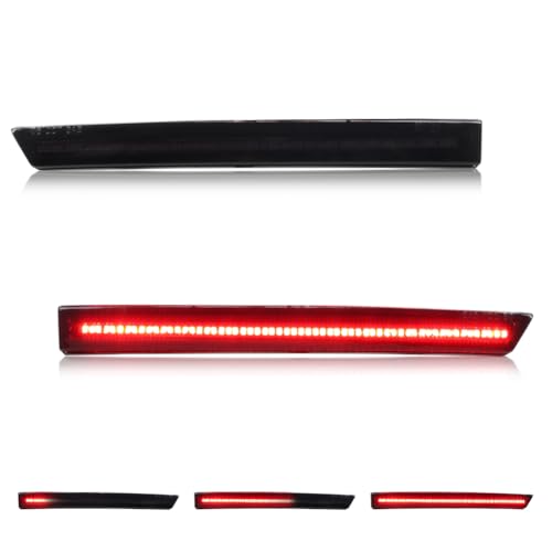 Image of Rear Bumper Reflector Compatible with Fo-rd Must-ang 2013 2014, [DOT] [IP67 Waterproof] Red LED Rear Bumper Reflector, Replace OEM #DR3Z15A448A, 1 Pair, Smoked Lens