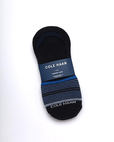 Cole Haan Mens No Show Socks - 2 Pack Breathable Cotton Invisible Liner Low Cut Socks for Men with Heel Grip (Sizes: 7-12)2