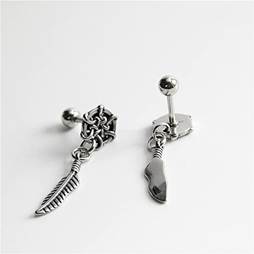 Vintage Celtic Knot Feather Short Dangle Drop 16G Stud Cartilage Earrings For Women Men Boys Girls Screw Back Barbell Fashion Dangling Hanging Lightweight Elegant Piercing Jewelry Gifts Bff Birthday #TOP1