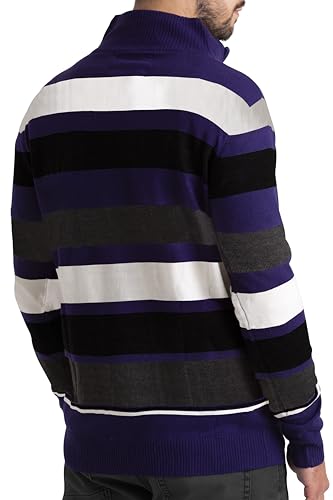 Men's Quarter-Zip Sweater Striped Casual Slim Fit Long Sleeve Knit Crewneck Pullover Essential Sweater S-XXL4