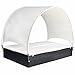 Chaise Longue de Jardin, Bains de Soleil Transat de Relaxation extérieur Chaise Longue Double avec auvent Résine tressée Noir