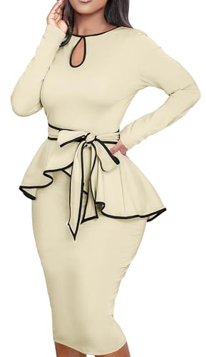 Image of Women's Bodycon Vintage Dresses Elegant Peplum Dresses for Women Business Work Office