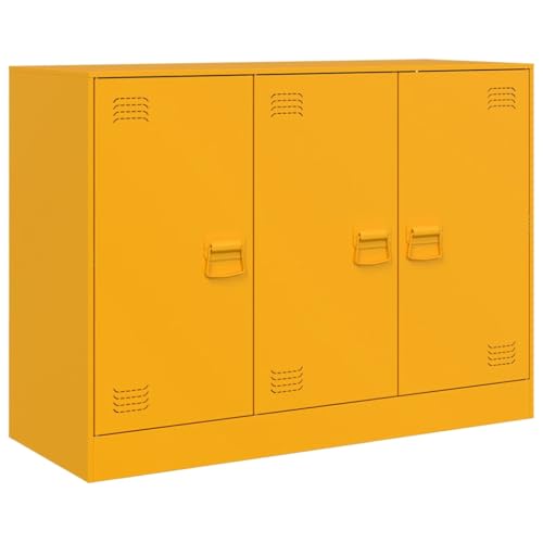 vidaXL Aparador de Acero Amarillo Mostaza 99x39x73 cm, Armario, Armario de Almacenamiento, aparador Alto, Armario aparador, Armario Alto