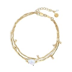 Yellow Gold Moonstone Bracelet - Flow