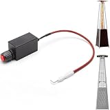 PureBowlic Impulszünder für Gasheizung im Freien, flammhemmendes ABS-Elektronik-Knopf-Zündteil mit Draht für Terrassenheizungen und Feuertische, Schwarz (nicht im Lieferumfang enthalten)
