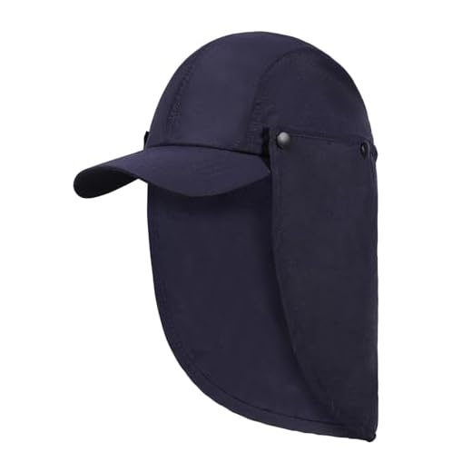 Mens L/XL/XXL Sun Hat Fishing Hat with Removable Neck Flap,UPF 50+ Sun Protection Baseball Cap for Golf Hiking Cycling, Navy Blue, XL/XXL