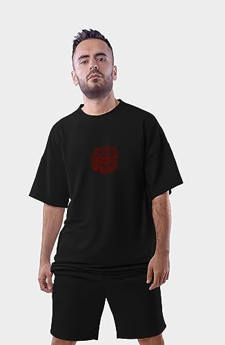 Image of Be Crazy Oversized Loose Baggy Fit Drop Shoulder Half Sleeves Pure Cotton Anime Graphic Printed T-Shirt for Men