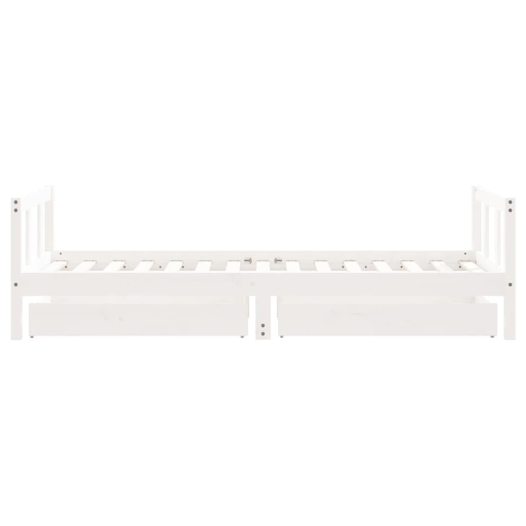 Gecheer Kinderbett mit Schubladen Hausbett Spielbett Kinder Bett Holzbett Bettgestell Weiß 90x190 cm Massivholz Kiefer