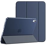 AM Case Smart Folio Stand For iPad Case A16, Apple iPad 2025 11 Inch Case with Auto Wake/Sleep, iPad Cover 10th Generation 10.9 Inch 2022, Hard PC Translucent Back Shell, Supports Touch ID (Navy)