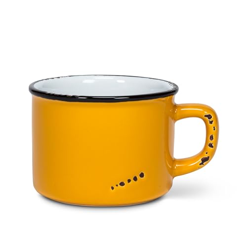 Abbott Collection tasse Cappuccino aspect émaillé - tasse en grès, jaune ocre, 8oz