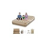 【Amazon.co.jp限定】QIUYMI エアーベッド ダブル 電動ポンプ内蔵 キャンプ エアーマットレス自動膨張 ・コンパクト 簡易マットレス Type-C 充電式 ワンボタンで自動空気を入れる/抜く フロック表面加工防潮 耐荷重300kg 収納バッグ ・枕 ・日本語取扱説明書付き キャンプ/旅行/家庭/防災/車中泊/来客用（200×150×25cm）