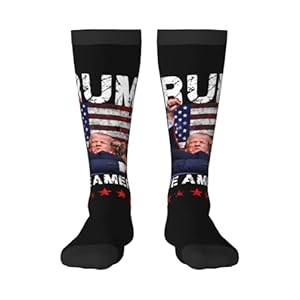 Trump 2024 Trump Rally Shot Casual Over The Calf Socks For Men Women Funny Compression Socks Athletic Socks 1 Black