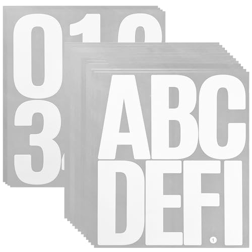 BINLINHONGO 118 Large Alphabet Number Symbol Stickers, 16 Sheets 4 Inches Self-Adhesive Vinyl Letters Sticker Decals for Mailboxes, Doors, Trucks, Home Decor, Suitable for Indoor and Outdoor - White