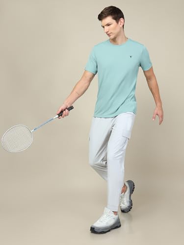 Image of TECHNOSPORT Men's Slim Fit Polyester Activewear Sports T-Shirt with Moisture-Wicking Comfort for Workout, Running & Gym