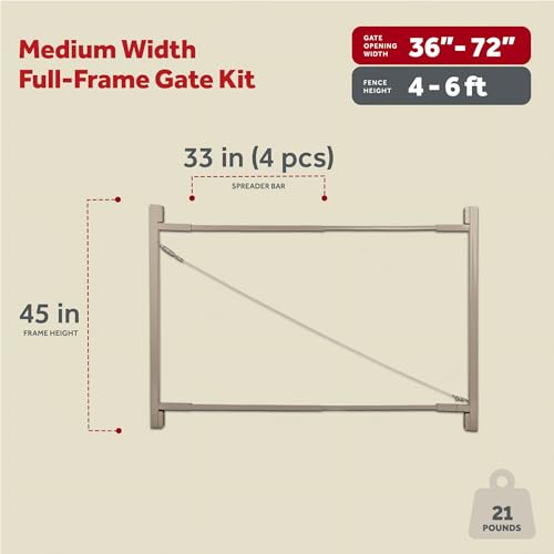 Adjust-A-Gate Steel Frame Anti Sag Impervious to Fade and Rust Adjustable Gate Building Kit with Patented Truss Cable System and Telescoping Bars