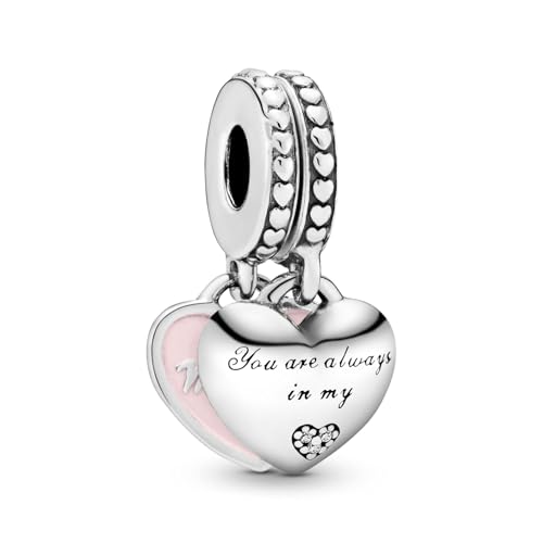 PANDORA Jewelry Mother and Daughter Hearts Dangle Compatible Moments - Sterling Silver Charm with Cubic Zirconia - Comes with Gift Box2