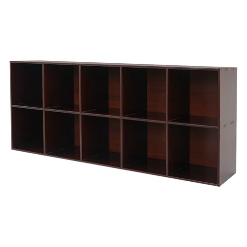banborba 10 Cube Storage Organizer - Pine Wood Bookshelf - Cube Shelf - Vertical or Horizontal Bookcase - Open Book Shelf - Easy Assembly for Bedroom, Living Room, Office