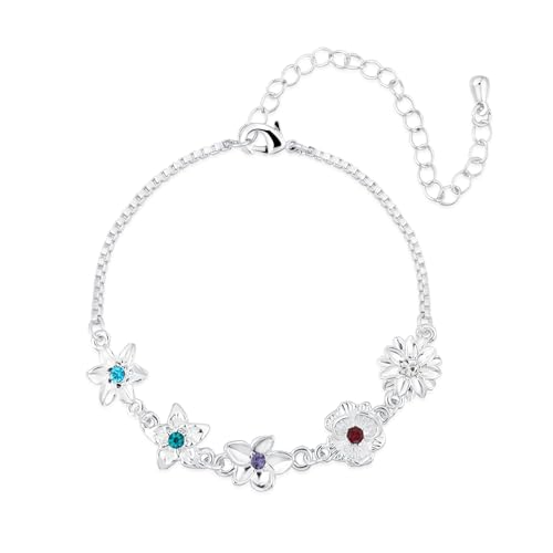 Personalized Birthstone Bracelet for Women – Dainty Custom Birth Flower Jewelry – Elegant Gift with Birthstone Choice – Thoughtful Keepsake for Special Occasions