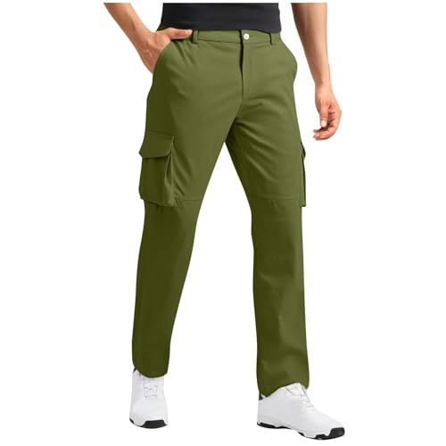 FQZWONG Mens Cargo Pants Casual Straight Solid Color Hiking Pants with Pockets Fall Fashion Outdoor Sports Button Trousers