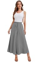 WUWUSKY Sommerhose Damen Leicht Lässige Palazzo Hose Elegant High Waist Baggy Freizeithose mit 2 Taschen,Hellgrau,S – Ansicht 4