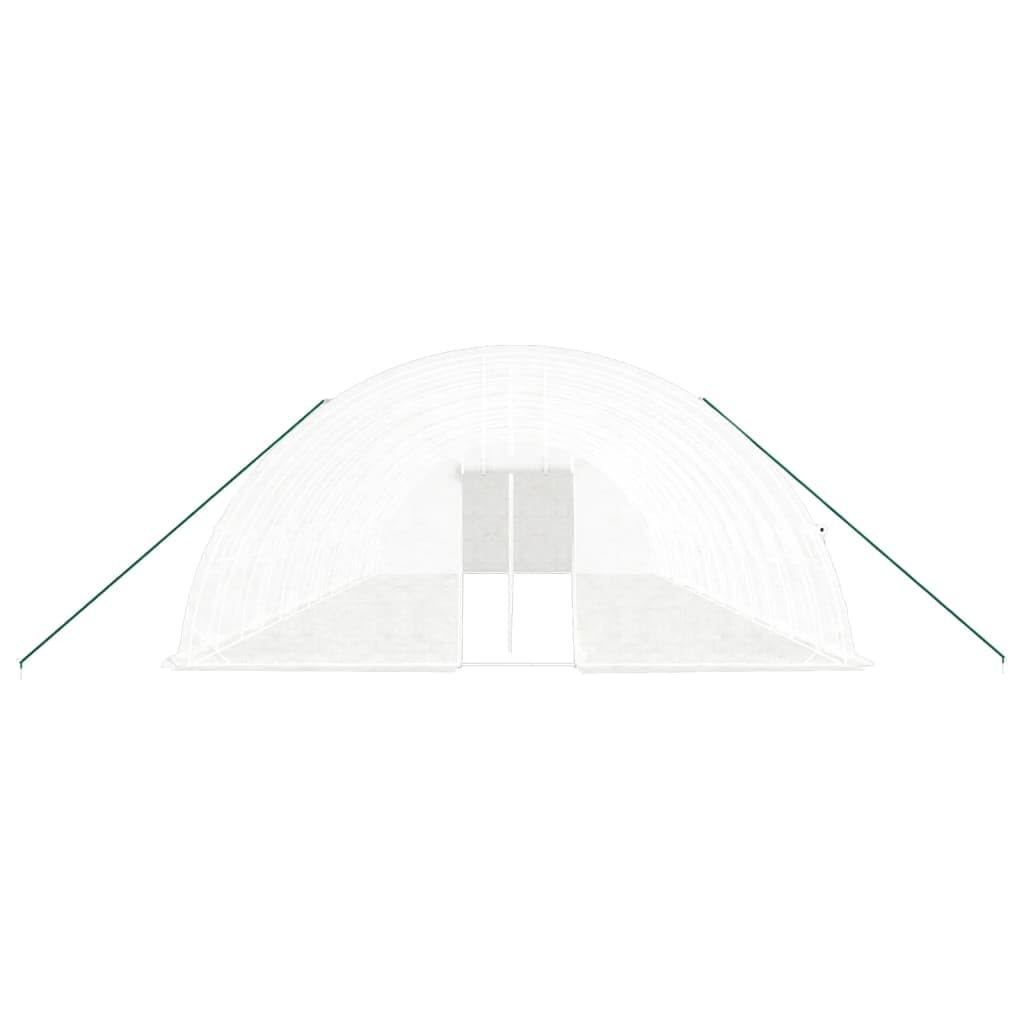 Szklarnia ze stalową ramą, biała, 14 x 6 x 2,85 m, 84 m², tunel foliowy PE do szklarni na pomidory, warzywa i zioła, z wentylacją i drzwiami na zimę i ochroną przed mrozem