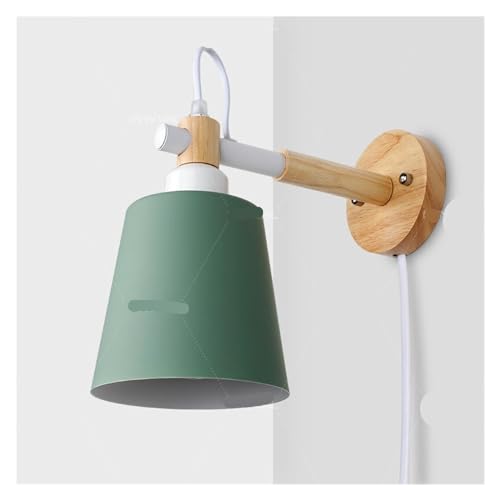 Lámpara de pared incandescente regulable y aplique de madera con cable