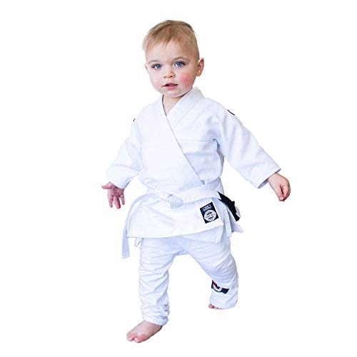 Kids BJJ Gi | Toddler Jiu Jitsu Gi and Baby Kimono Uniform for Boys & Girls with Belt [White B2]