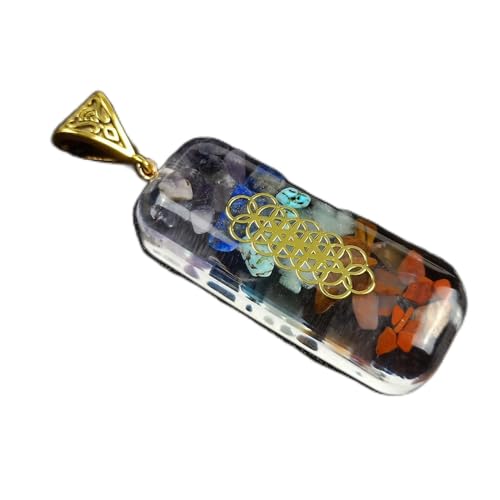 Pendentif sept chakras en cristal et pierre semi-précieuse big A
