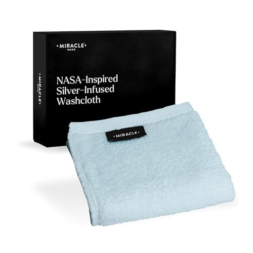 Miracle Made Soft Face Towel, Long-Staple Silver-Treated Cotton Fabric – Fade Resistant, Highly Absorbent, Quick-Drying Wash Cloth, Sky Blue