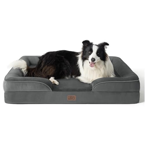 Image of Bedsure Orthopedic Dog Beds Large Sized Dog - Washable Large Dog Cat Bed Waterproof, Comfort Dogs Couch Sofa with Washable Removable Cover, Pet Bed with Nonskid Bottom, Dark Grey, 35 inch