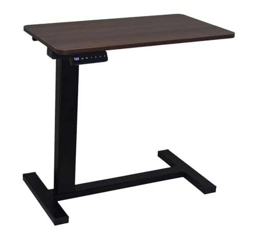 karwerry Electric Height Adjustable Overbed Bedside Table and Laptop Desk with Wheels (Fundamental, Black, 30