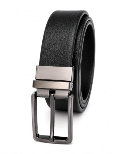 Image of SUDHA INTERNATION Men's Reversible Genuine Leather Belt | 2-in-1 Black & Brown | Rotating Pin Buckle | Sizes 28-44| Formal Office Wedding Party Belt | 1 Belt = 2 Colors