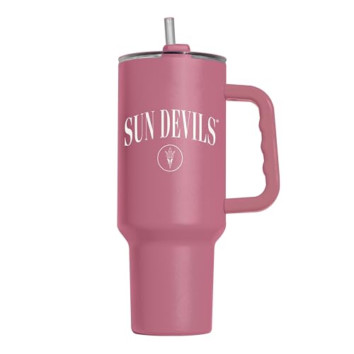 Image of Logo Brands NCAA Arizona State Sun Devils Berry 40 oz Tumbler with Handle - Stylish Everyday Use Powder Coated-Stainless Steel with Straw- Keeps Cold For Hours