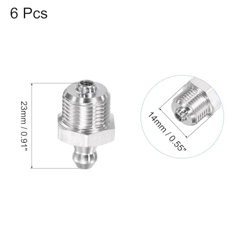 Image of uxcell 6Pcs Metric Stainless Steel Straight Grease Fitting M12 x 1mm Thread Hydraulic Grease Fitting Accessories