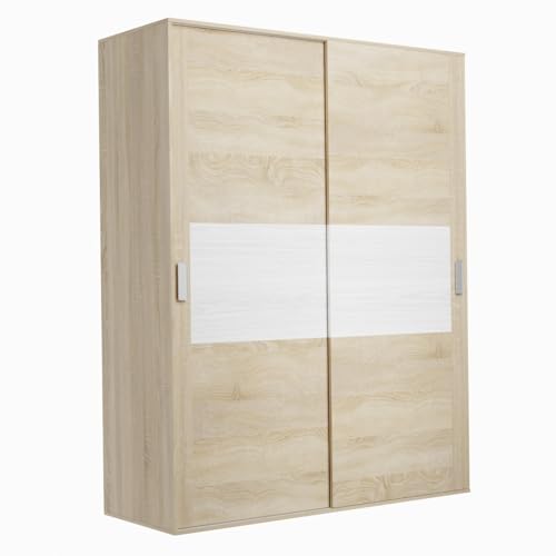 amuéblate online - Armario de Dos Puertas Correderas con Altillo Modelo Helsinki para Dormitorios de Matrimonio e Infantiles, Color Puccini - Andersen, 150 cm (Ancho) x 208 cm (Alto) x 55 cm (Fondo)