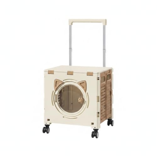 Transportadora plegable para mascotas con ventilación malla y cuatro ruedas estables