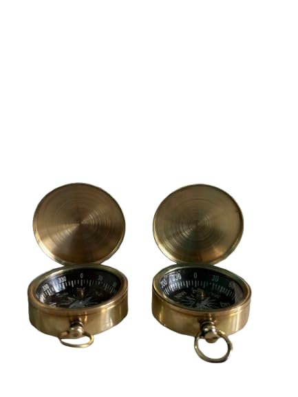 generic Brass Pocket Compass with A Loop for Chain, Direction Compass, Best for Hiking & Other Outdoor Pack of 2-picture-43