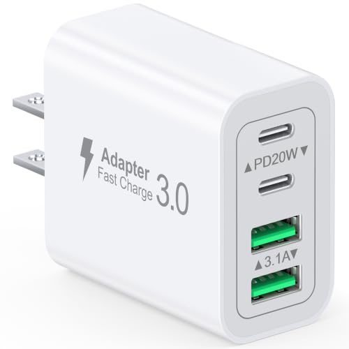 合計40W スマホ充電器 4ポート (USB-C×2/USB-A×2) タイプc 急速充電 ACアダプター 4台同時充電 USB C コンセント