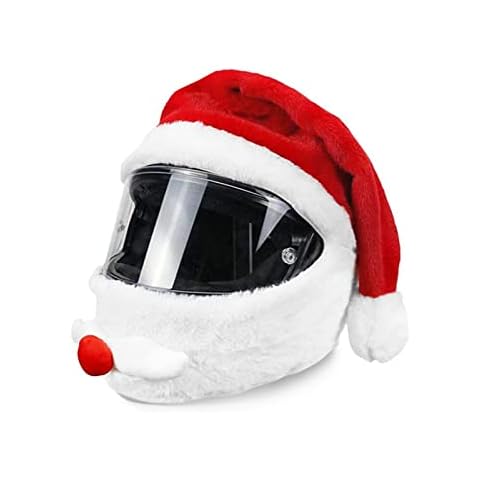 BUAEL Santa Claus Motorcycle Helmet Cover, Nativity Helmet Cover, Christmas Hat Decoration Accessories for Men, One Size Fits All, For Motorcycle Helmets & Fun Gifts, Red Cover