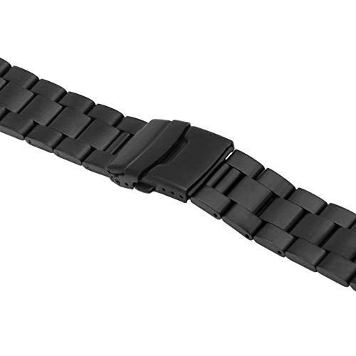 Juntan 20 mm 22 mm Stainless Steel Watch Strap Curved Ends Watch Straps Metal Bracelet Quick Release Replacement Strap for Men and Women Unfolding Buckle Black Silver