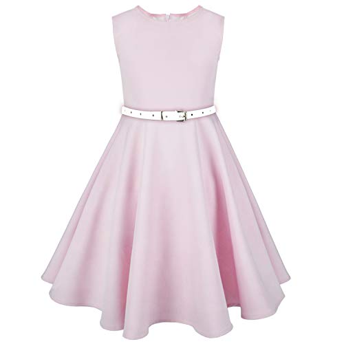 Abbyabbie.Li Girls Dresses, Sleeveless Vintage Dress for Girls Summer Dresses for Toddler Teen Girls Party Dresses 5-12 Years Pink