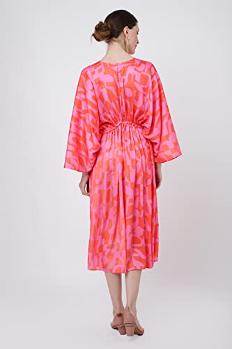 Robe de plage caftan avec cordon à pompons rouge vermillon en taille S - 6
