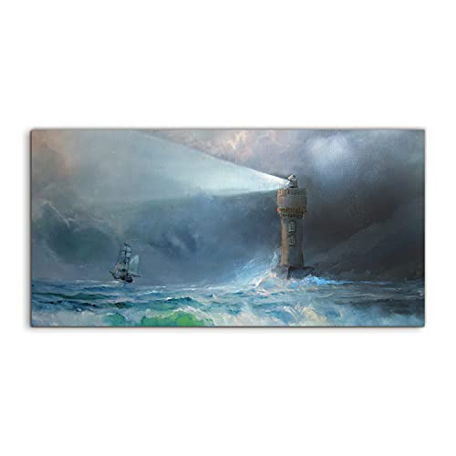 Art Murale Lighthouse Storm en Acrylique 120x60cm Grand Format