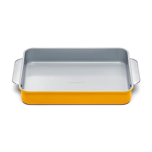 Caraway Non-Stick Ceramic 9”x13” Rectangle Pan - Naturally Slick Ceramic Coating - Non-Toxic, PTFE & PFOA Free - Perfect for Brownies, Lasagnas, and More - Marigold