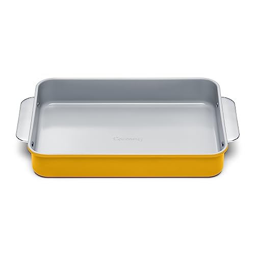 Caraway Non-Stick Ceramic 9”x13” Rectangle Pan - Naturally Slick Ceramic Coating - Non-Toxic, PTFE & PFOA Free - Perfect for Brownies, Lasagnas, and More - Marigold