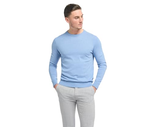 Pull ras du cou en tricot de coton hommes coupe ajustée aux finitions soignées