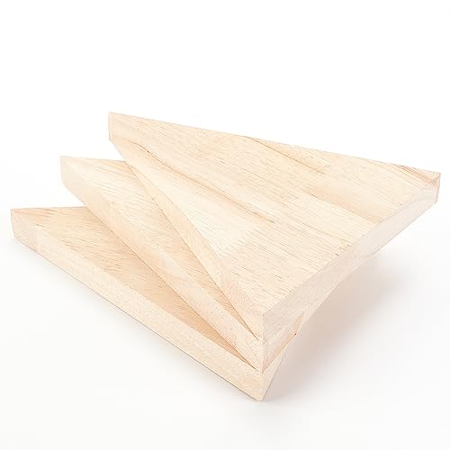 OLYCRAFT 3Pcs Unfinished Wooden Triangle Shaped Blocks Triangle Wooden Tray Plates Blank Wood Cutouts Unpainted Wood Triangles Slices for Home Kitchen DIY Supplies -180x150x19mm - Image 4