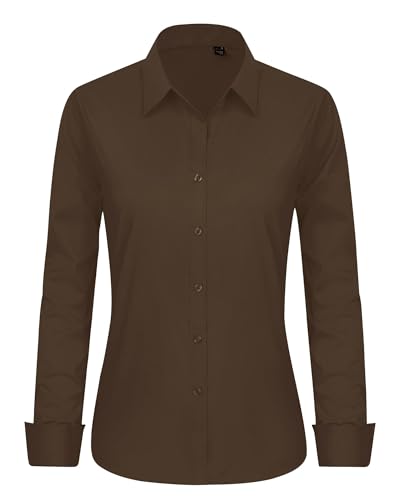 Image of J.VER Button Down Shirts for Women Stretch Collared Cotton Long Sleeve Dress Shirt Business Casual Blouse for Work