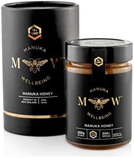 MANUKA WELLBEING Organic Honey UMF 15+ MGO 550+ , New Zealand’s #1 Brand, Raw Honey, Certified by the UMF Honey Association, Traceable from Hive to Hand - 450gm