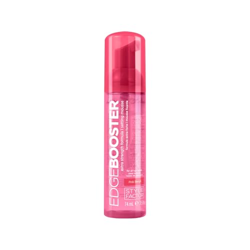 Style Factor EDGE BOOSTER Extra Strength Setting Mousse Travel Size Frizz Control Extra Volume and Conditioning 2.5oz Pink Beryl Mousse for Curly Hair